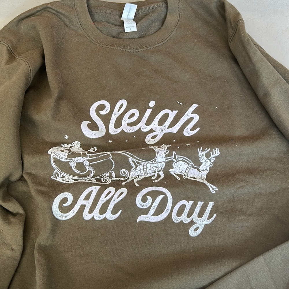 Christmas sweater size large olive color